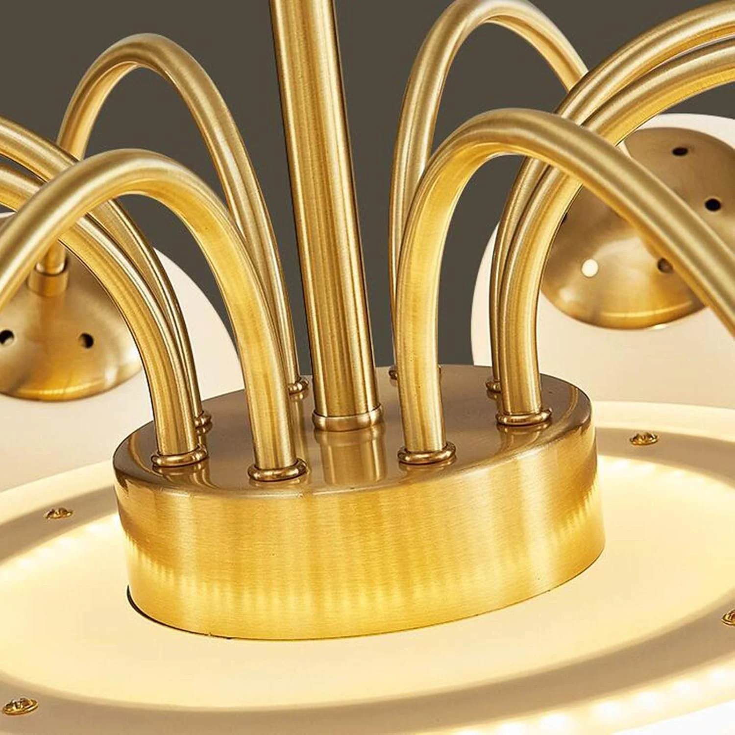 لوستر 10 شعله آویز برنجی طلایی، لوستر مدرن اواسط قرن، دکور مدرن، مسی - 10 شعله