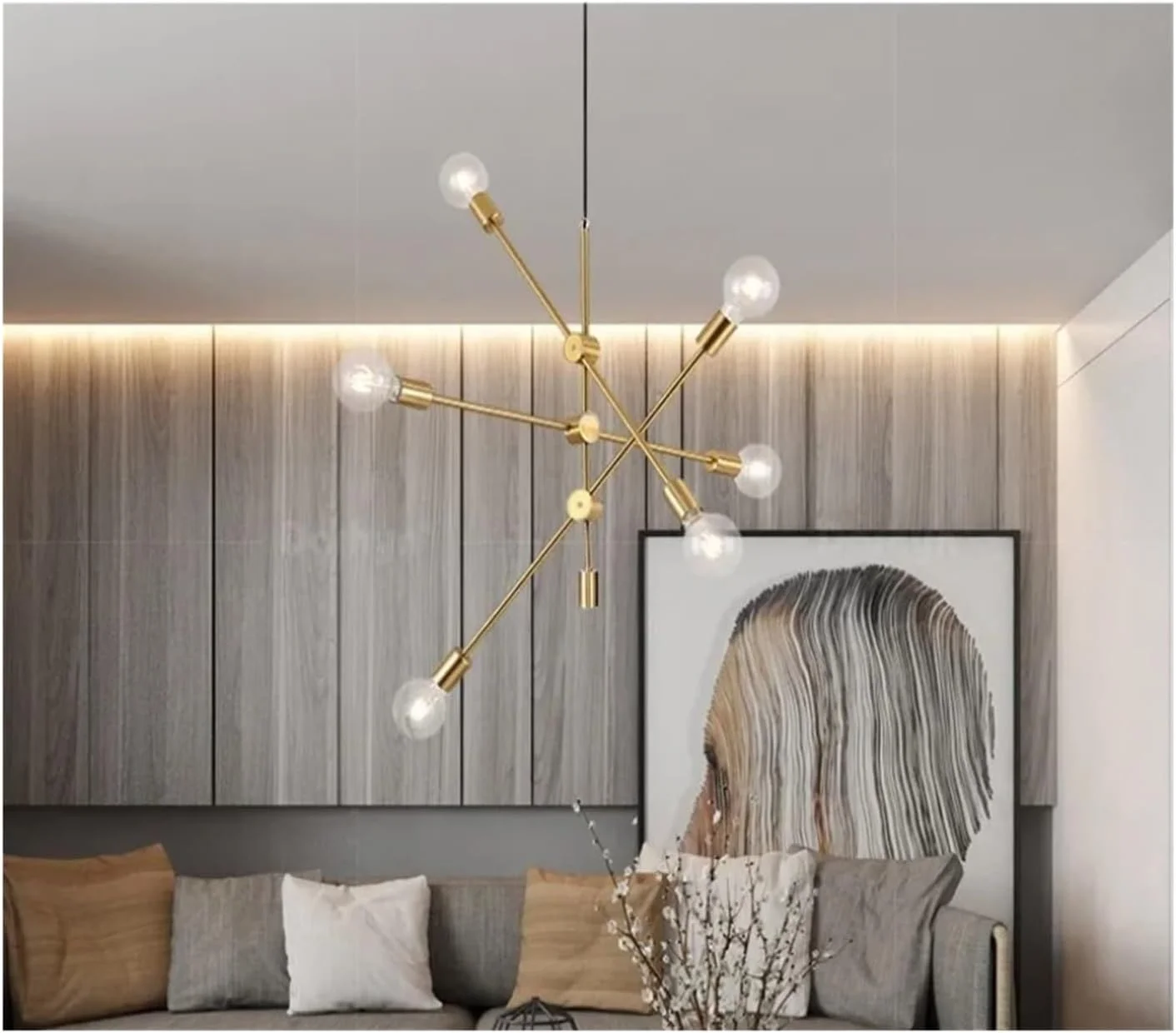 لوستر مدرن شاخه ای، لوستر آرت دکو میله بلند E27 - مناسب اتاق خواب، اتاق غذاخوری، اتاق نشیمن، چراغ لوبیای سحرآمیز، بدون لامپ - مشکی - 6 شاخه لوستر مدرن شاخه ای، لوستر آرت دکو میله بلند E27 - مناسب اتاق خواب، اتاق غذاخوری، اتاق نشیمن، چراغ لوبیای سحرآمیز، بدون لامپ - مشکی - 6 شاخه