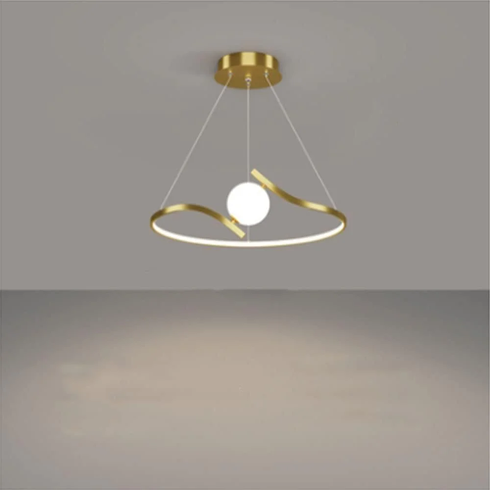 لوستر مدرن، چراغ آویز طلایی/مشکی با سرپیچ آهنی و حباب آکریلیک، چراغ آویز ال ای دی، دکور مدرن، طلایی-50 سانتی متر