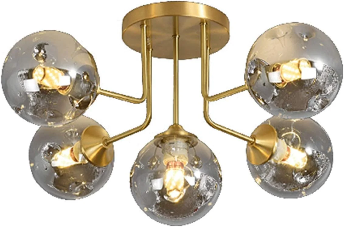 لوستر مدرن برنجی آویز، لوستر 9 شاخه طلایی به سبک اواسط قرن، چراغ سقفی مناسب برای اتاق ناهارخوری، اتاق خواب، اتاق نشیمن، سرپیچ E27، مدرن، پوشش دودی - 5 شاخه لوستر مدرن برنجی آویز، لوستر 9 شاخه طلایی به سبک اواسط قرن، چراغ سقفی مناسب برای اتاق ناهارخوری، اتاق خواب، اتاق نشیمن، سرپیچ E27، مدرن، پوشش دودی - 5 شاخه