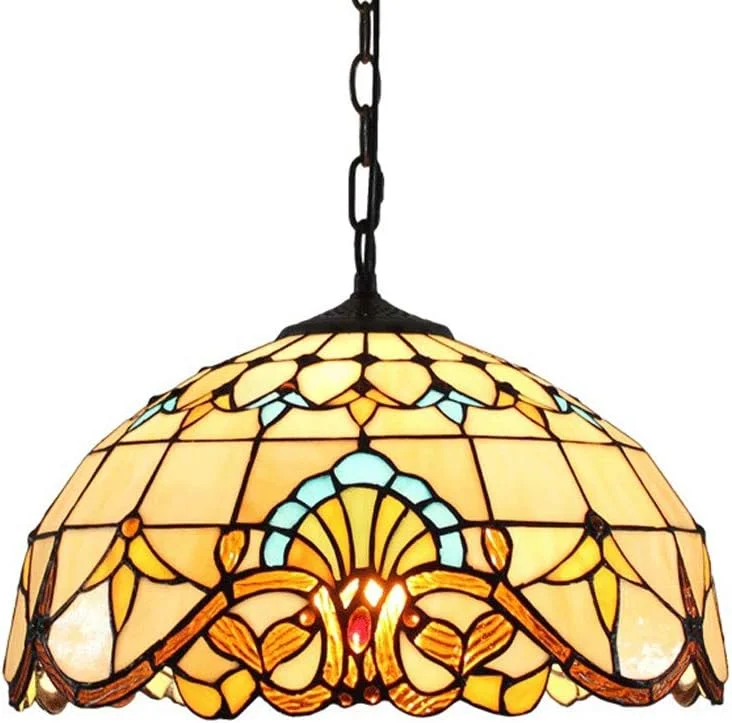 لوستر به سبک تیفانی، چراغ های سقفی شیشه ای رنگی به سبک باروک مدیترانه ای، آباژورهای رمانتیک گرم، روشنایی اتاق خواب و مطالعه E27 لوستر به سبک تیفانی، چراغ های سقفی شیشه ای رنگی به سبک باروک مدیترانه ای، آباژورهای رمانتیک گرم، روشنایی اتاق خواب و مطالعه E27