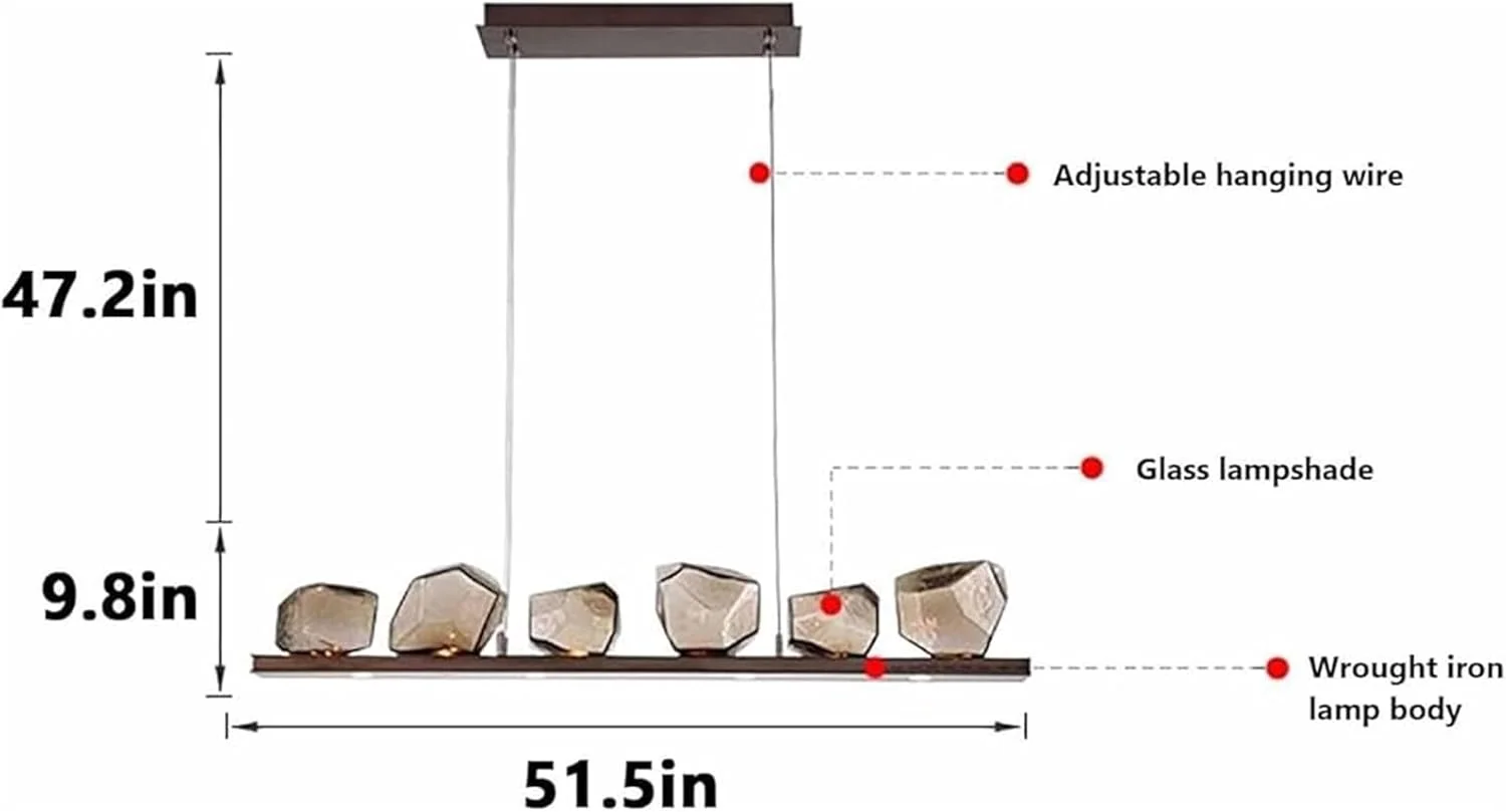 لوستر مدرن اتاق نشیمن با نورپردازی شیشه ای مشکی خطی، چراغ آویز فلزی 6 شاخه قابل تنظیم مناسب برای میز ناهارخوری و بار لوستر مدرن اتاق نشیمن با نورپردازی شیشه ای مشکی خطی، چراغ آویز فلزی 6 شاخه قابل تنظیم مناسب برای میز ناهارخوری و بار