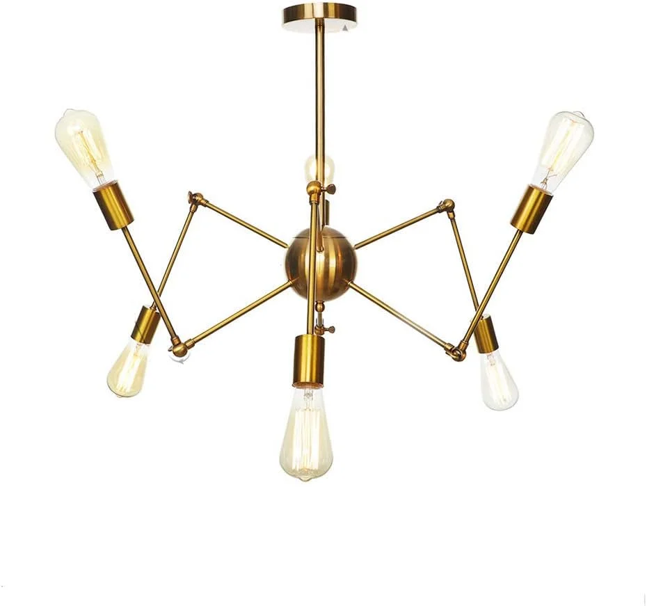 لوستر طلایی E26، چراغ آویز مدرن، روشنایی، مناسب برای آشپزخانه، اتاق نشیمن، اتاق غذاخوری، اتاق خواب، خانه روستایی، طلایی - 6 شاخه لوستر طلایی E26، چراغ آویز مدرن، روشنایی، مناسب برای آشپزخانه، اتاق نشیمن، اتاق غذاخوری، اتاق خواب، خانه روستایی، طلایی - 6 شاخه