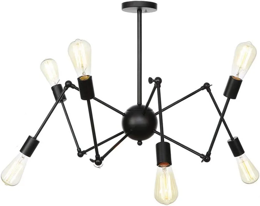 لوستر طلایی E26، چراغ آویز مدرن، روشنایی، مناسب برای آشپزخانه، اتاق نشیمن، اتاق غذاخوری، اتاق خواب، خانه های روستایی، تک رنگ - 6 شاخه