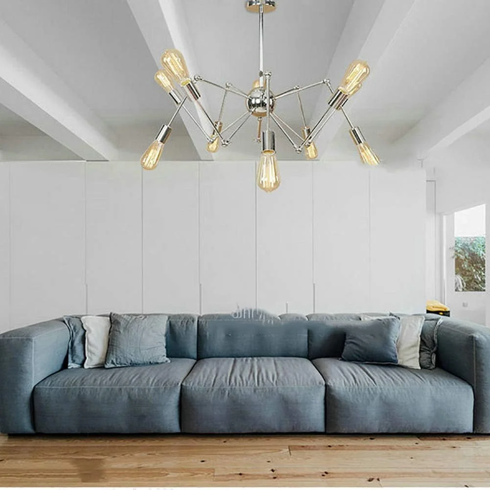 لوستر طلایی E26، چراغ آویز مدرن، روشنایی، مناسب برای آشپزخانه، اتاق نشیمن، اتاق غذاخوری، اتاق خواب، خانه روستایی، کروم - 16 شاخه لوستر طلایی E26، چراغ آویز مدرن، روشنایی، مناسب برای آشپزخانه، اتاق نشیمن، اتاق غذاخوری، اتاق خواب، خانه روستایی، کروم - 16 شاخه