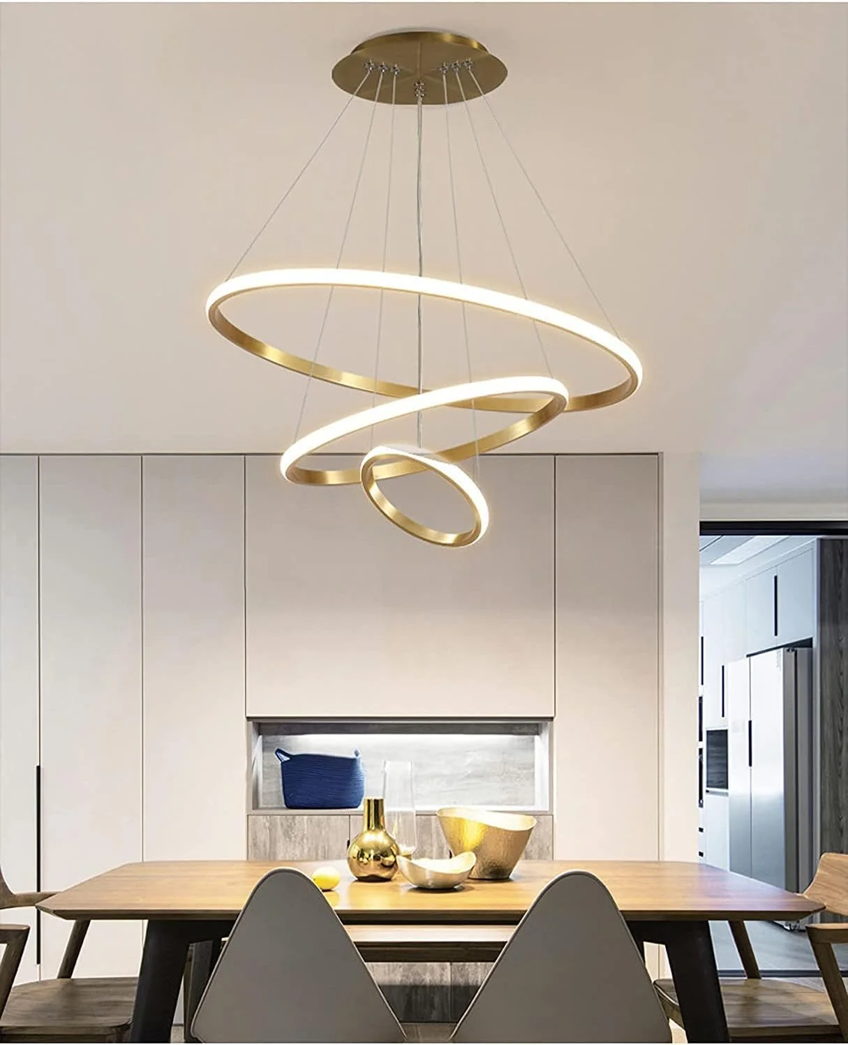 لوستر مدرن ال ای دی فورریو با 3 حلقه، چراغ آویز ال ای دی برای روشنایی سقف اتاق نشیمن، آشپزخانه، خانه های روستایی، لوسترهای با ارتفاع قابل تنظیم برای اتاق غذاخوری، اتاق خواب، راهرو (طلایی) لوستر مدرن ال ای دی فورریو با 3 حلقه، چراغ آویز ال ای دی برای روشنایی سقف اتاق نشیمن، آشپزخانه، خانه های روستایی، لوسترهای با ارتفاع قابل تنظیم برای اتاق غذاخوری، اتاق خواب، راهرو (طلایی)