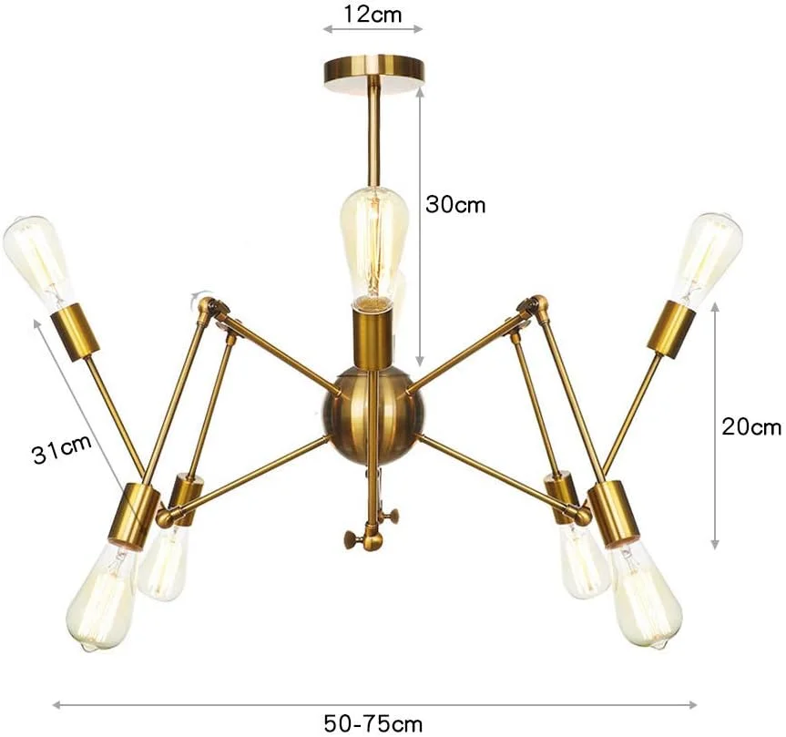 لوستر طلایی E26، چراغ آویز مدرن، روشنایی، مناسب برای آشپزخانه، اتاق نشیمن، اتاق غذاخوری، اتاق خواب، خانه روستایی، طلایی - 8 شاخه لوستر طلایی E26، چراغ آویز مدرن، روشنایی، مناسب برای آشپزخانه، اتاق نشیمن، اتاق غذاخوری، اتاق خواب، خانه روستایی، طلایی - 8 شاخه