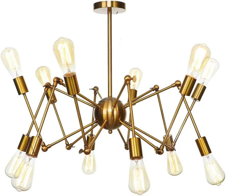 لوستر طلایی E26، چراغ آویز مدرن، روشنایی، مناسب برای آشپزخانه، اتاق نشیمن، اتاق غذاخوری، اتاق خواب، خانه های روستایی، طلایی - 12 شاخه لوستر طلایی E26، چراغ آویز مدرن، روشنایی، مناسب برای آشپزخانه، اتاق نشیمن، اتاق غذاخوری، اتاق خواب، خانه های روستایی، طلایی - 12 شاخه
