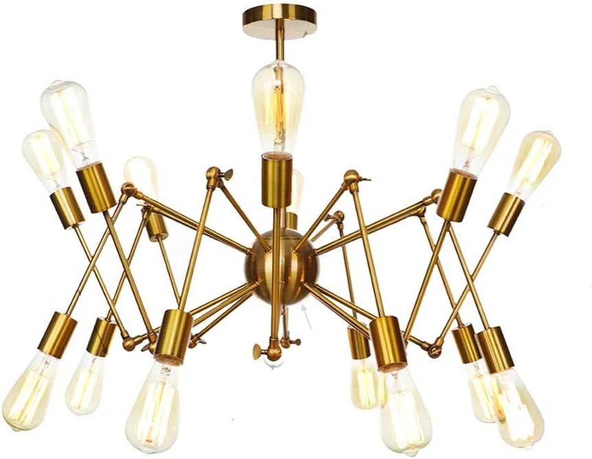 لوستر طلایی E26، چراغ آویز مدرن، روشنایی، مناسب برای آشپزخانه، اتاق نشیمن، اتاق غذاخوری، اتاق خواب، خانه های روستایی، طلایی - 14 شاخه