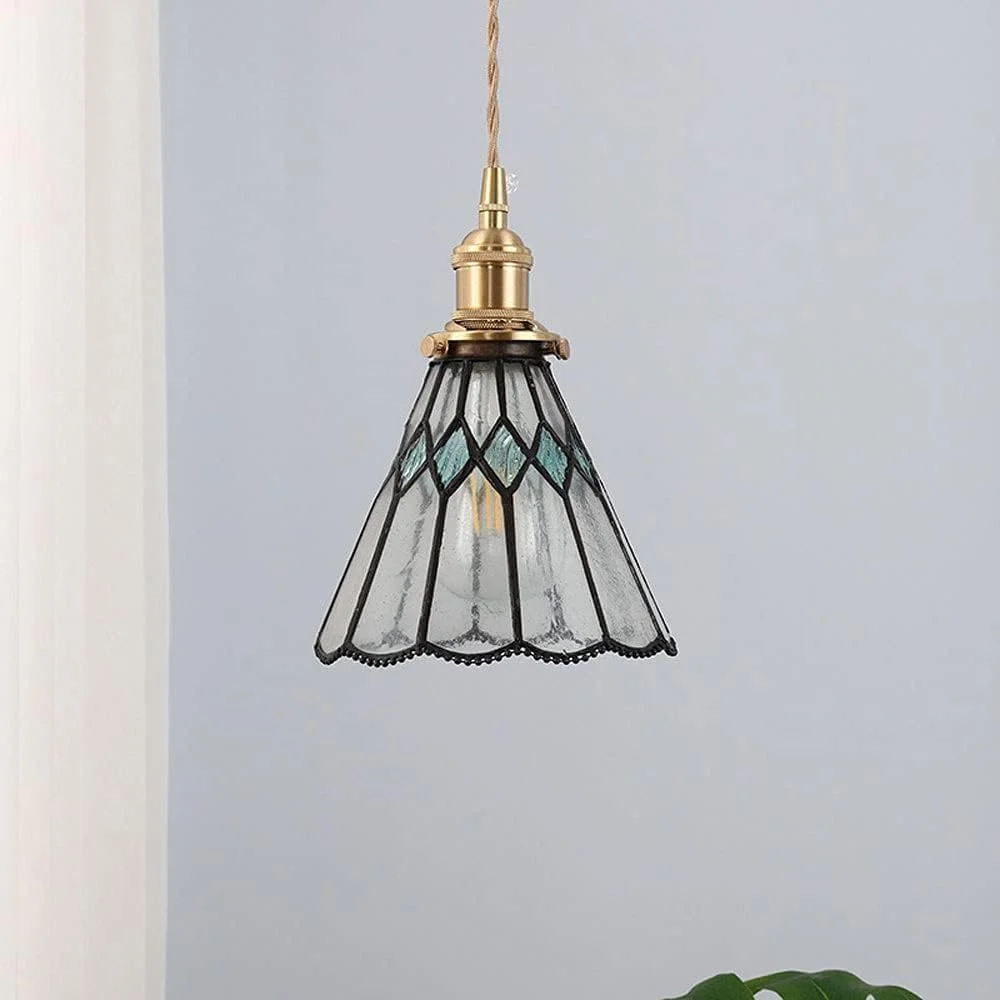 لوستر مدرن LED، چراغ آویز رترو به سبک ژاپنی، تک سر، بدنه تمام مسی، آباژور شیشه ای، لوستر مناسب اتاق نشیمن لوستر مدرن LED، چراغ آویز رترو به سبک ژاپنی، تک سر، بدنه تمام مسی، آباژور شیشه ای، لوستر مناسب اتاق نشیمن