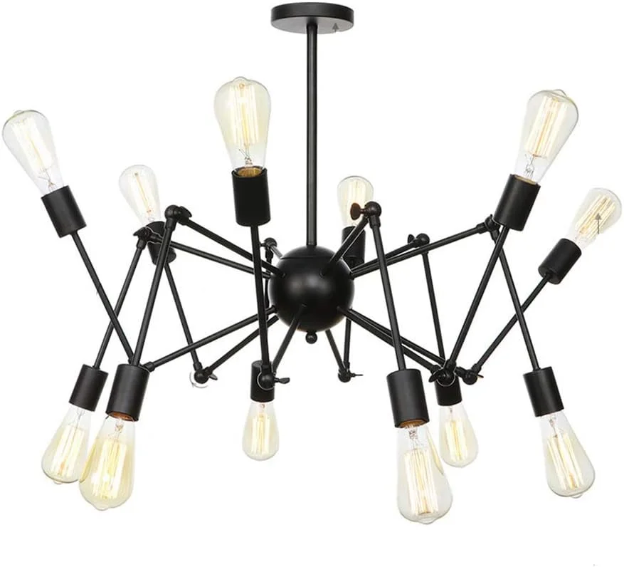 لوستر طلایی E26، چراغ آویز مدرن، مناسب برای روشنایی سقف، سازگار با آشپزخانه، اتاق نشیمن، اتاق غذاخوری، اتاق خواب، خانه های روستایی، تک رنگ - 12 شاخه