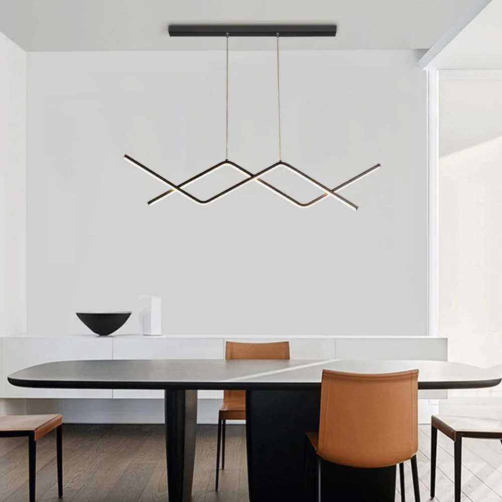 لوستر موجی خطی آویز سقفی 26 وات، مناسب برای جزیره آشپزخانه، لوستر مینیمال برای اتاق ناهارخوری و نشیمن