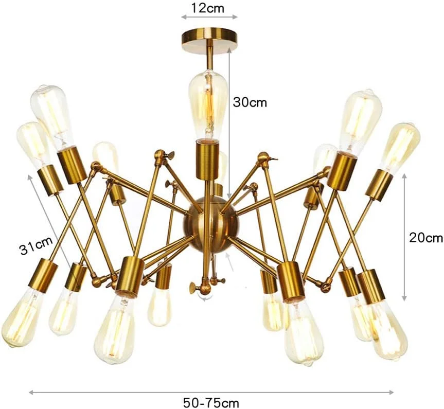 لوستر طلایی E26، چراغ آویز مدرن، روشنایی، مناسب برای آشپزخانه، اتاق نشیمن، اتاق غذاخوری، اتاق خواب، خانه روستایی، طلایی - 16 شاخه لوستر طلایی E26، چراغ آویز مدرن، روشنایی، مناسب برای آشپزخانه، اتاق نشیمن، اتاق غذاخوری، اتاق خواب، خانه روستایی، طلایی - 16 شاخه