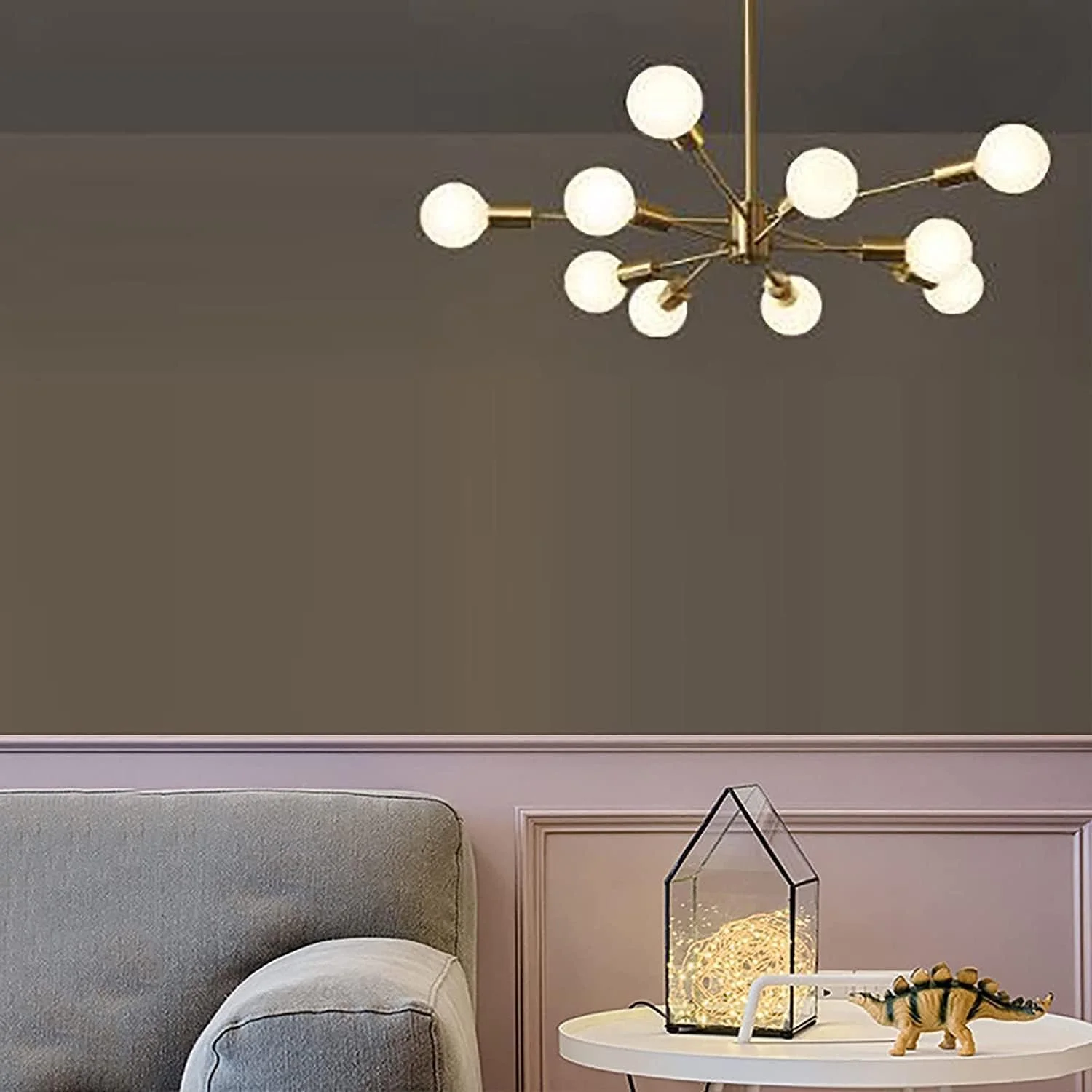 لوستر مدرن صنعتی E27 طلایی برنجی چراغ آویز دکوراسیون منزل لوکس، دکور مدرن، تک رنگ - 10 چراغ لوستر مدرن صنعتی E27 طلایی برنجی چراغ آویز دکوراسیون منزل لوکس، دکور مدرن، تک رنگ - 10 چراغ