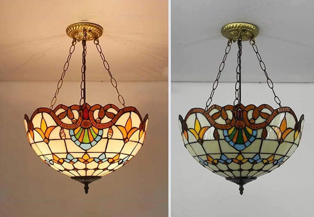 لوستر سقفی به سبک تیفانی، چراغ آویز سقفی ویکتوریایی برای اتاق نشیمن و ناهارخوری، آباژور شیشه ای رنگی لوستر سقفی به سبک تیفانی، چراغ آویز سقفی ویکتوریایی برای اتاق نشیمن و ناهارخوری، آباژور شیشه ای رنگی