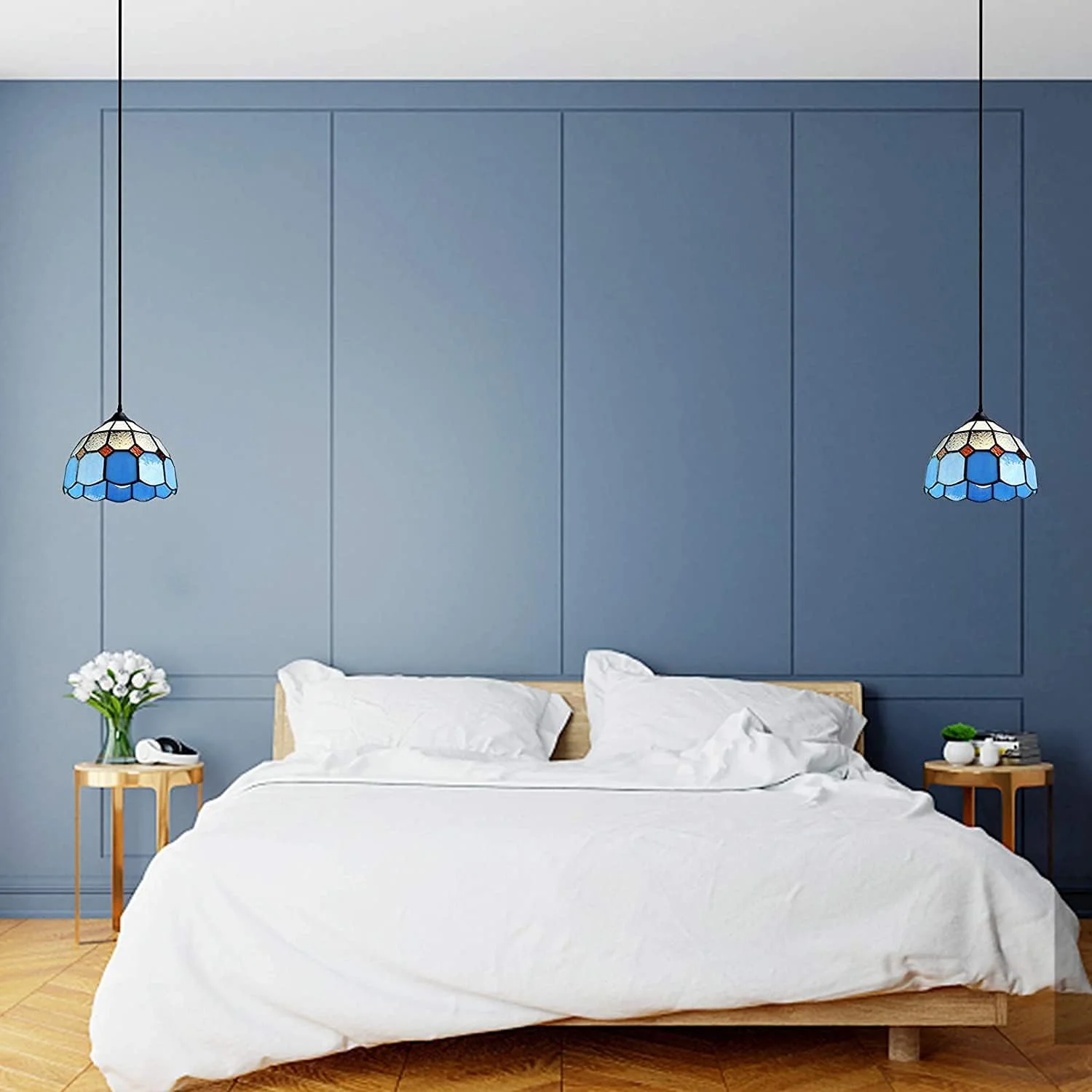 لوستر آویز تیفانی 8 اینچی، چراغ سقفی شیشه ای، لوستر رو به بالا مناسب برای اتاق خواب، اتاق نشیمن، اتاق غذاخوری، آشپزخانه، رستوران