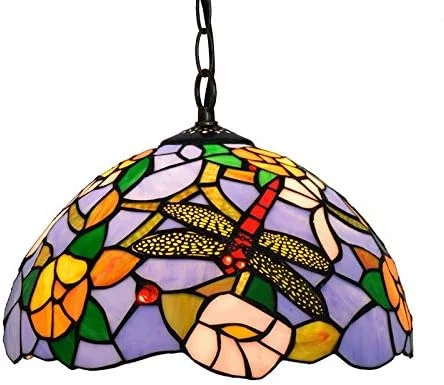 لوستر به سبک تیفانی 30 سانتی متری، چراغ آویز طرح گل و سنجاقک به سبک اروپایی، چراغ زنجیری آویز شیشه ای رنگی مناسب برای هتل ها، رستوران ها، اتاق نشیمن و اتاق خواب لوستر به سبک تیفانی 30 سانتی متری، چراغ آویز طرح گل و سنجاقک به سبک اروپایی، چراغ زنجیری آویز شیشه ای رنگی مناسب برای هتل ها، رستوران ها، اتاق نشیمن و اتاق خواب