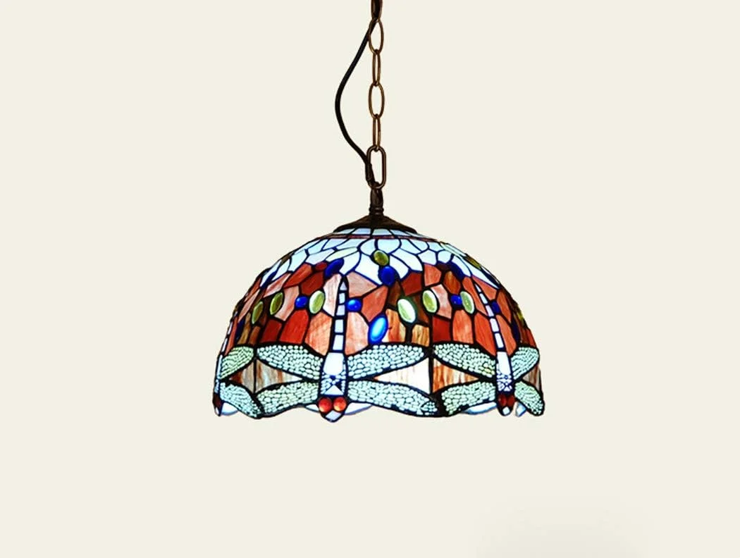 لوستر به سبک تیفانی 30 سانتی متری، آویز خلاقانه اروپایی طرح سنجاقک/شیشه رنگی، چراغ آویز تزئینی برای رستوران ها و اتاق خواب، E27، C لوستر به سبک تیفانی 30 سانتی متری، آویز خلاقانه اروپایی طرح سنجاقک/شیشه رنگی، چراغ آویز تزئینی برای رستوران ها و اتاق خواب، E27، C