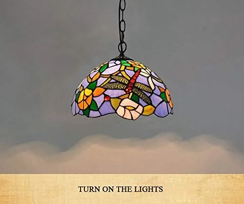 لوستر به سبک تیفانی 30 سانتی متری، چراغ آویز طرح گل و سنجاقک به سبک اروپایی، چراغ زنجیری آویز شیشه ای رنگی مناسب برای هتل ها، رستوران ها، اتاق نشیمن و اتاق خواب لوستر به سبک تیفانی 30 سانتی متری، چراغ آویز طرح گل و سنجاقک به سبک اروپایی، چراغ زنجیری آویز شیشه ای رنگی مناسب برای هتل ها، رستوران ها، اتاق نشیمن و اتاق خواب