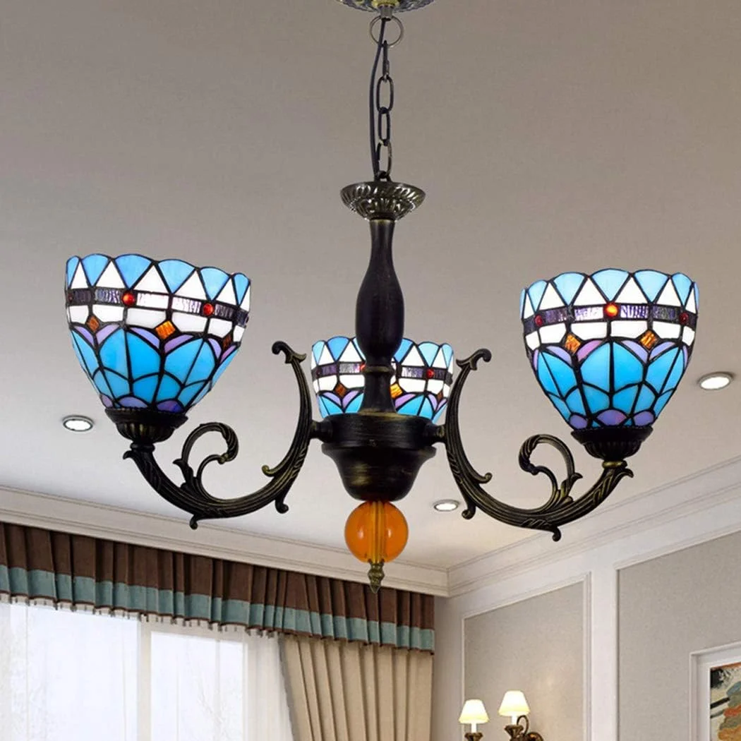 لوستر به سبک تیفانی، چراغ آویز 3 شاخه شیشه ای رنگی خلاقانه اروپایی، چراغ آویز تزئینی برای رستوران ها و اتاق خواب، 3 لامپ لوستر به سبک تیفانی، چراغ آویز 3 شاخه شیشه ای رنگی خلاقانه اروپایی، چراغ آویز تزئینی برای رستوران ها و اتاق خواب، 3 لامپ