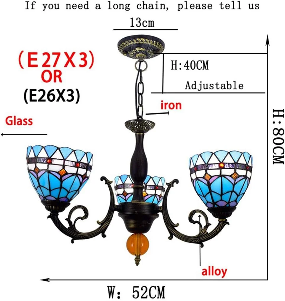 لوستر به سبک تیفانی، چراغ آویز 3 شاخه شیشه ای رنگی خلاقانه اروپایی، چراغ آویز تزئینی برای رستوران ها و اتاق خواب، 3 لامپ لوستر به سبک تیفانی، چراغ آویز 3 شاخه شیشه ای رنگی خلاقانه اروپایی، چراغ آویز تزئینی برای رستوران ها و اتاق خواب، 3 لامپ