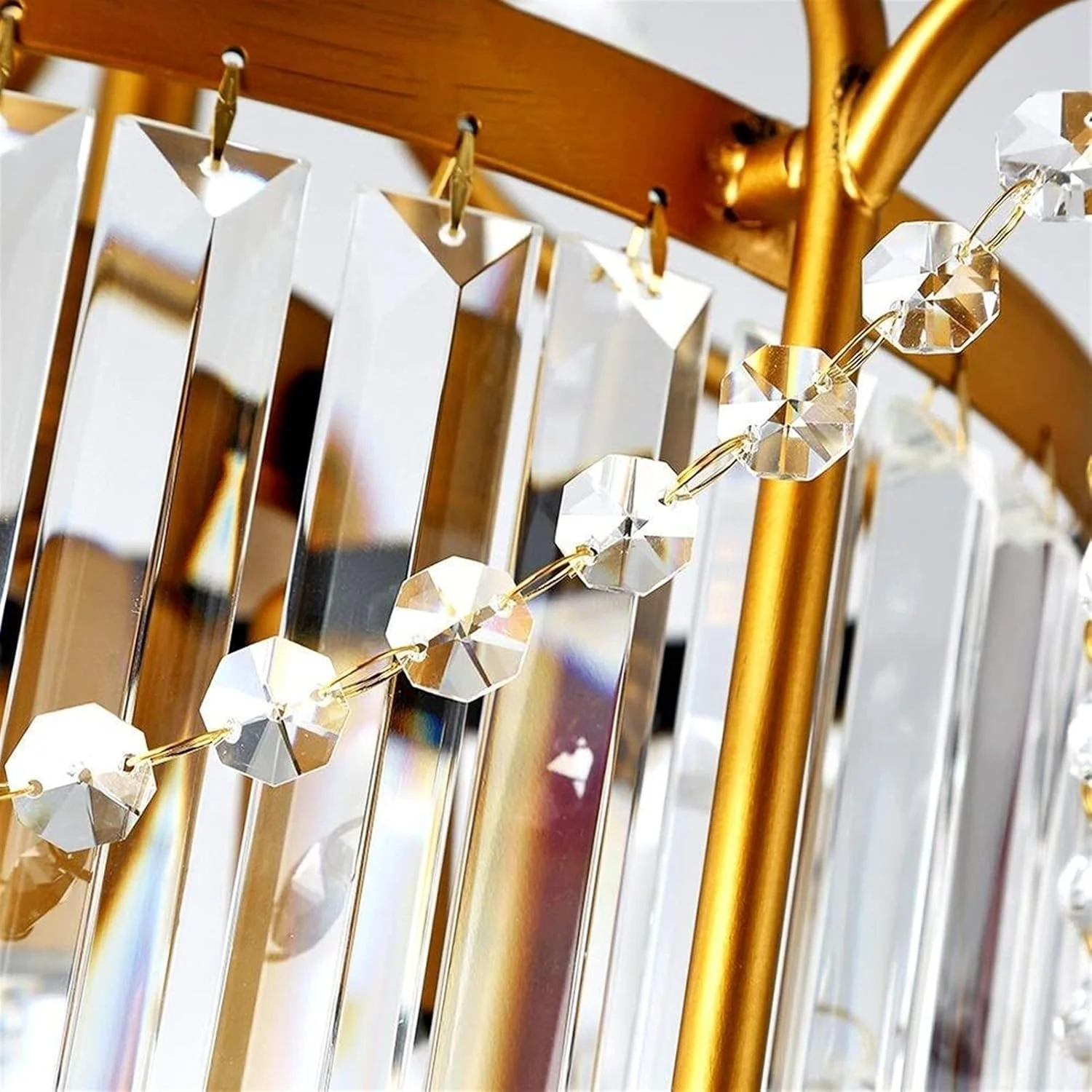 لوستر کریستالی رترو طلایی به سبک اروپایی و آمریکایی، ابعاد 35 * 35 * 59 سانتی متر، مناسب برای رستوران، ایوان، راهرو، اتاق غذاخوری، اتاق مطالعه، لامپ ال ای دی آهنی با نور گرم لوستر کریستالی رترو طلایی به سبک اروپایی و آمریکایی، ابعاد 35 * 35 * 59 سانتی متر، مناسب برای رستوران، ایوان، راهرو، اتاق غذاخوری، اتاق مطالعه، لامپ ال ای دی آهنی با نور گرم