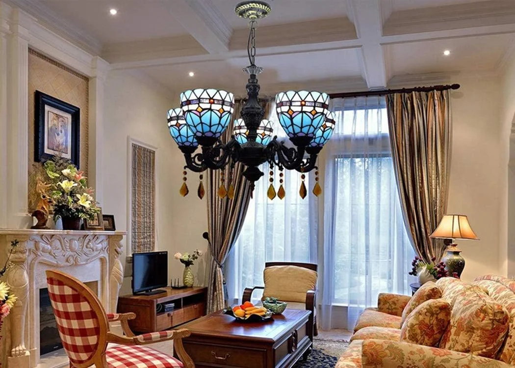 لوستر به سبک تیفانی، چراغ آویز 3 شاخه شیشه ای رنگی خلاقانه اروپایی، چراغ آویز تزئینی برای رستوران ها و اتاق خواب، 5 شاخه لوستر به سبک تیفانی، چراغ آویز 3 شاخه شیشه ای رنگی خلاقانه اروپایی، چراغ آویز تزئینی برای رستوران ها و اتاق خواب، 5 شاخه