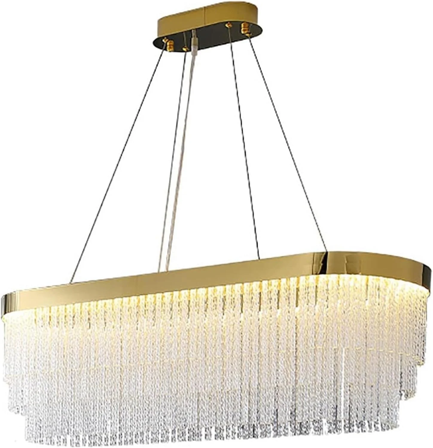 لوستر آویز کریستالی طلایی، چراغ آویز سقفی بیضی شکل، طلایی - 80 * 30 * 29 سانتی متر لوستر آویز کریستالی طلایی، چراغ آویز سقفی بیضی شکل، طلایی - 80 * 30 * 29 سانتی متر