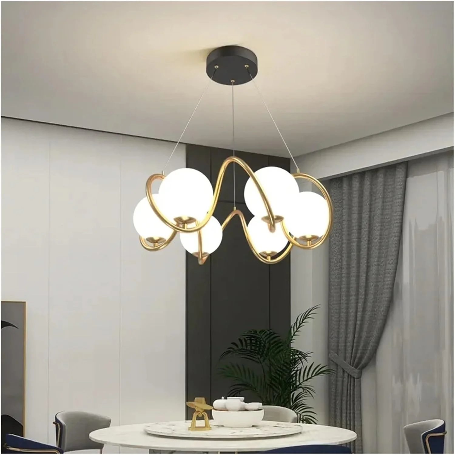 لوستر توپ شیشه ای دکوراسیون لوکس طلایی مینیمالیستی مناسب برای اتاق نشیمن، اتاق خواب، طراحی لافت، آشپزخانه، لوستر، دکور مدرن، سفید گرم - 6 شاخه لوستر توپ شیشه ای دکوراسیون لوکس طلایی مینیمالیستی مناسب برای اتاق نشیمن، اتاق خواب، طراحی لافت، آشپزخانه، لوستر، دکور مدرن، سفید گرم - 6 شاخه