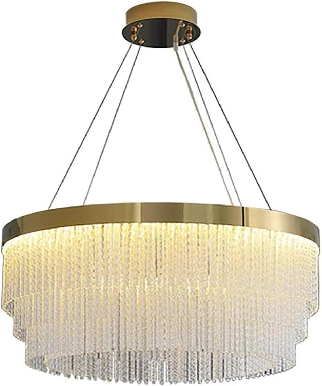 لوستر آویز کریستالی طلایی، چراغ آویز سقفی بیضی شکل، طلایی - 40 * 26 سانتی متر لوستر آویز کریستالی طلایی، چراغ آویز سقفی بیضی شکل، طلایی - 40 * 26 سانتی متر