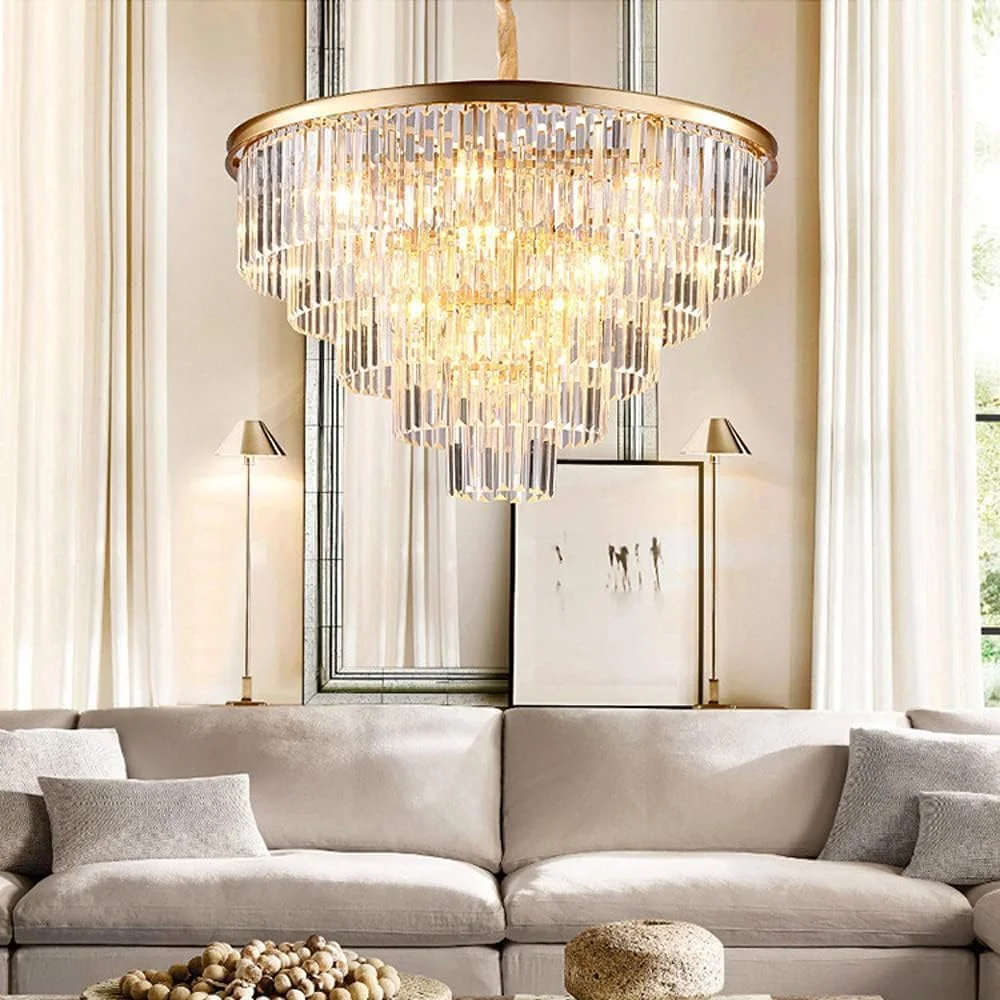 لوستر ال ای دی مدرن طلایی اتاق نشیمن چراغ آویز کریستالی E14 شکل گرد چراغ سقفی توکار چراغ های آویز قطره آب، دکور مدرن، یک رنگ - 80 سانتی متر لوستر ال ای دی مدرن طلایی اتاق نشیمن چراغ آویز کریستالی E14 شکل گرد چراغ سقفی توکار چراغ های آویز قطره آب، دکور مدرن، یک رنگ - 80 سانتی متر