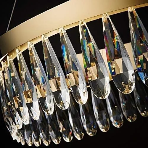 لوستر ال ای دی کریستالی استیل طلایی سازگار با اتاق ناهارخوری، نورپردازی داخلی، دکور مدرن لوستر ال ای دی کریستالی استیل طلایی سازگار با اتاق ناهارخوری، نورپردازی داخلی، دکور مدرن