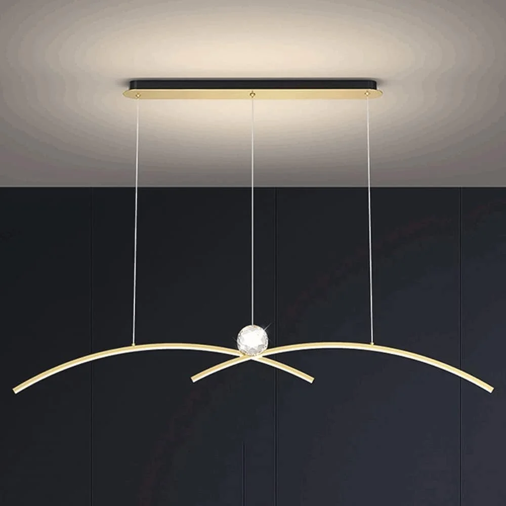 لوستر کریستالی برنجی اتاق ناهارخوری، چراغ ال ای دی نواری دیمر دار، چراغ آویز مدرن مینیمالیستی بار، دکوراسیون داخلی منزل، آویز سقفی بلند، دکور مدرن، طلایی - 90 سانتی متر لوستر کریستالی برنجی اتاق ناهارخوری، چراغ ال ای دی نواری دیمر دار، چراغ آویز مدرن مینیمالیستی بار، دکوراسیون داخلی منزل، آویز سقفی بلند، دکور مدرن، طلایی - 90 سانتی متر