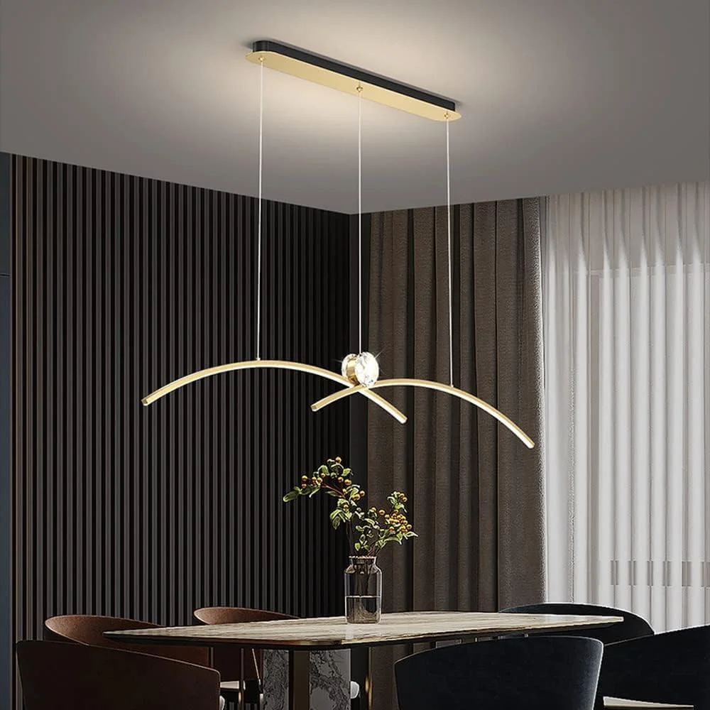 لوستر کریستالی برنجی اتاق ناهارخوری، چراغ ال ای دی نواری دیمر دار، چراغ آویز مدرن مینیمالیستی بار، دکوراسیون داخلی منزل، آویز سقفی بلند، دکور مدرن، طلایی - 90 سانتی متر لوستر کریستالی برنجی اتاق ناهارخوری، چراغ ال ای دی نواری دیمر دار، چراغ آویز مدرن مینیمالیستی بار، دکوراسیون داخلی منزل، آویز سقفی بلند، دکور مدرن، طلایی - 90 سانتی متر