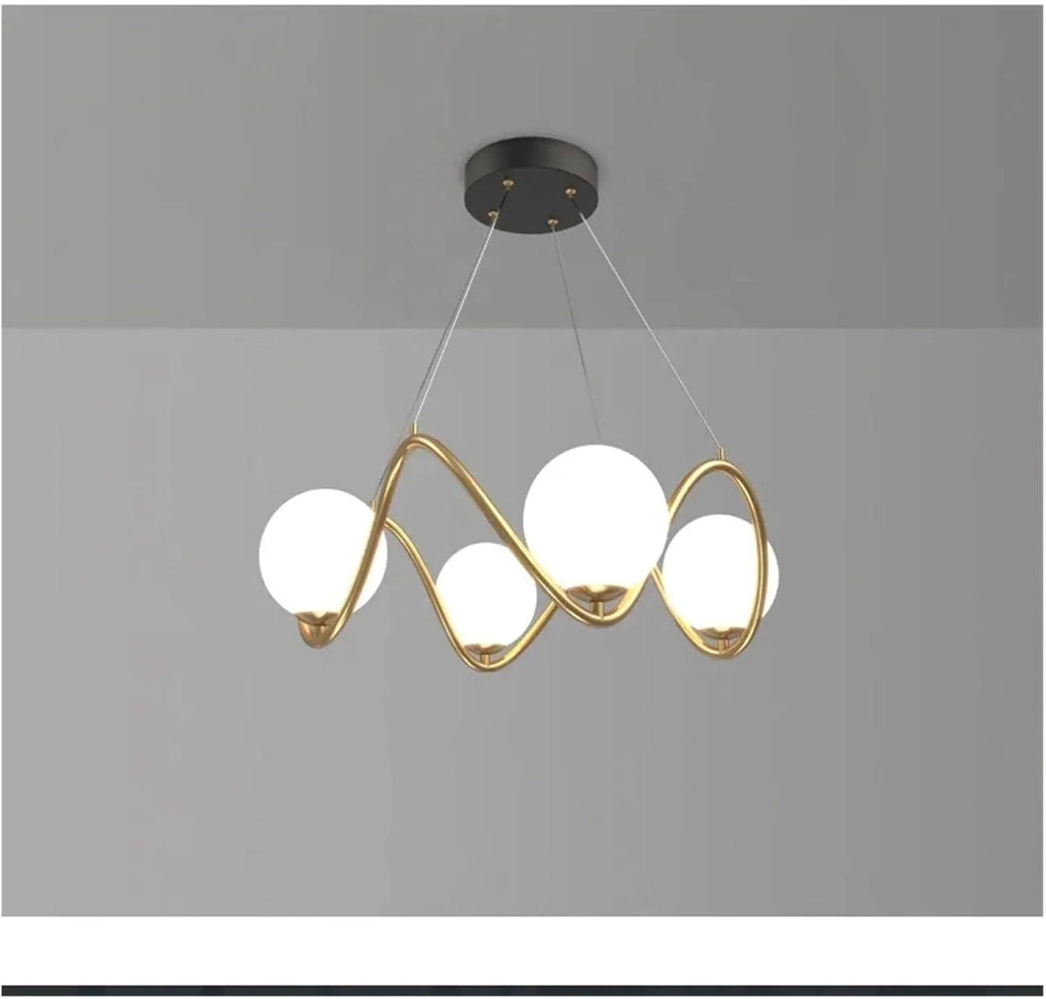 لوستر توپ شیشه ای تزئینی طلایی لوکس مینیمالیستی سازگار با اتاق نشیمن اتاق خواب طراحی لافت آشپزخانه، دکور مدرن، سفید گرم - 4 شاخه لوستر توپ شیشه ای تزئینی طلایی لوکس مینیمالیستی سازگار با اتاق نشیمن اتاق خواب طراحی لافت آشپزخانه، دکور مدرن، سفید گرم - 4 شاخه