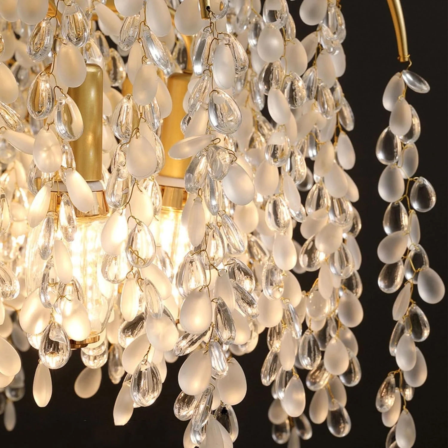 لوستر شاخه درختی مدرن نور آویز کریستالی طلایی لوکس با قابلیت تنظیم ارتفاع، مناسب سقف های بلند، دکور مدرن، تک رنگ - 60 سانتی متر