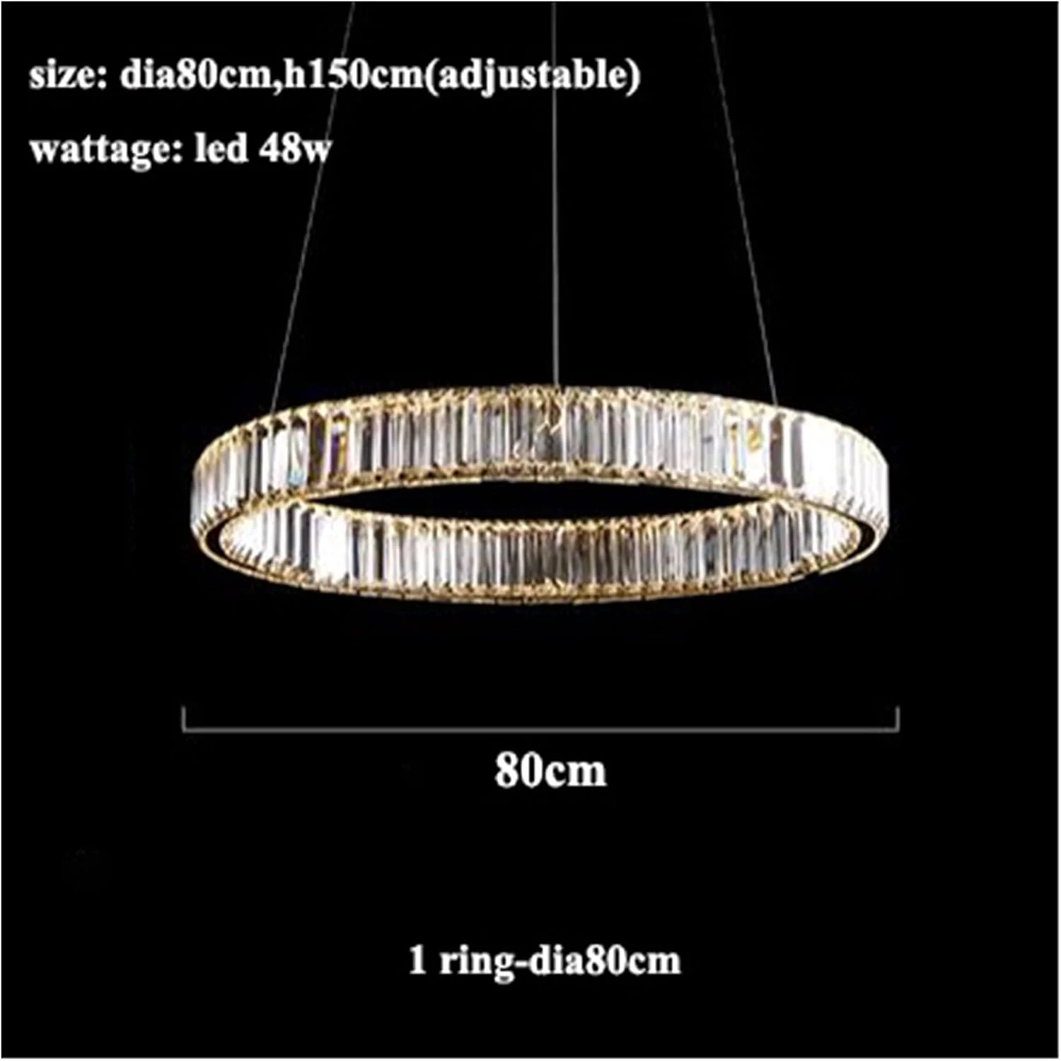 لوستر مدرن کریستالی دایره ای RC LED دیمر پذیر، لوستر آویز حلقه ای استیل طلایی/کروم، روشنایی لوستر اتاق نشیمن، چراغ آویز خانگی، 1 حلقه-d80cm-نور سفید لوستر مدرن کریستالی دایره ای RC LED دیمر پذیر، لوستر آویز حلقه ای استیل طلایی/کروم، روشنایی لوستر اتاق نشیمن، چراغ آویز خانگی، 1 حلقه-d80cm-نور سفید