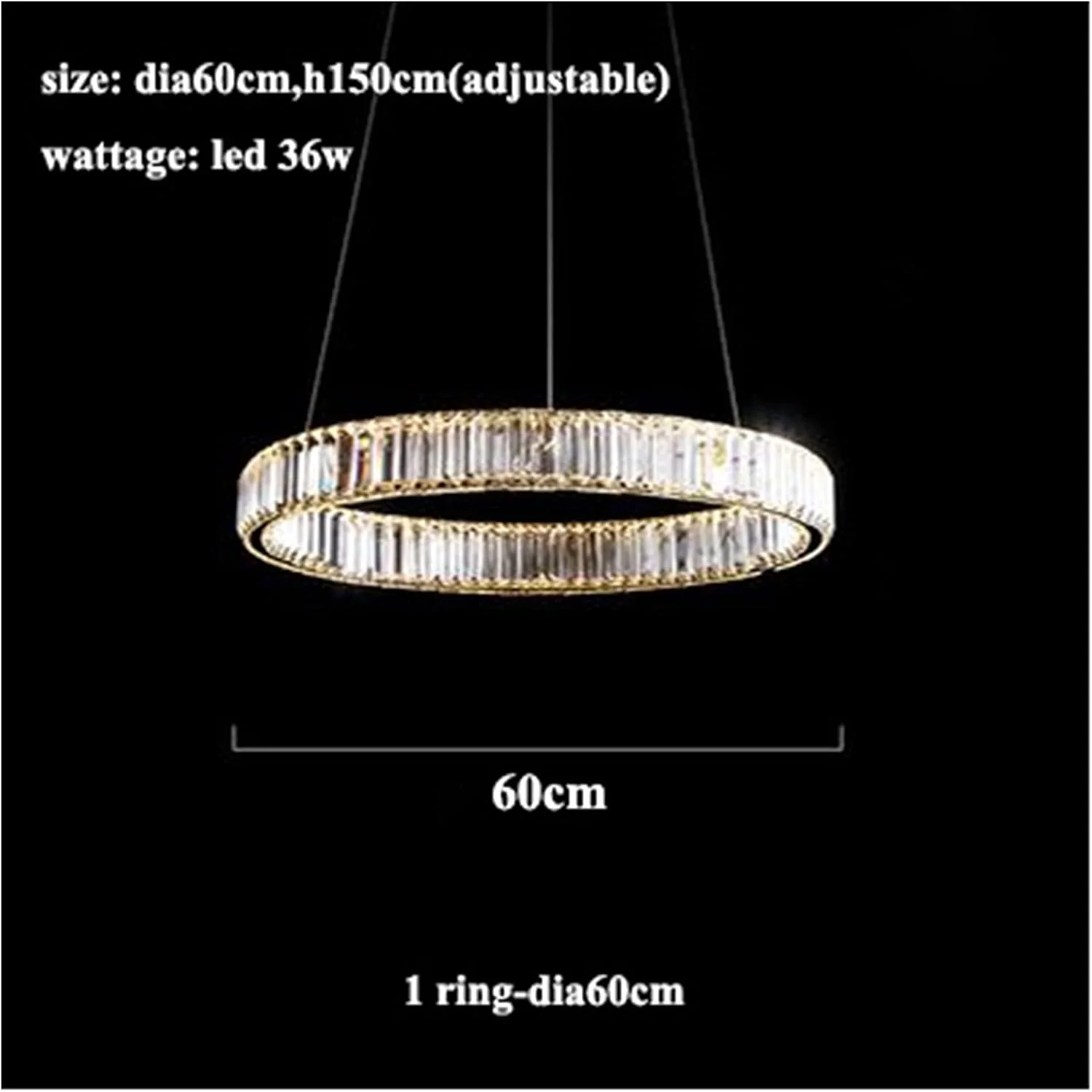 لوستر مدرن کریستالی دایره ای RC LED دیمر پذیر، لوستر آویز حلقه ای استیل طلایی/کروم، روشنایی لوستر اتاق نشیمن، چراغ آویز خانگی، 1 حلقه-d60cm-RC لوستر مدرن کریستالی دایره ای RC LED دیمر پذیر، لوستر آویز حلقه ای استیل طلایی/کروم، روشنایی لوستر اتاق نشیمن، چراغ آویز خانگی، 1 حلقه-d60cm-RC