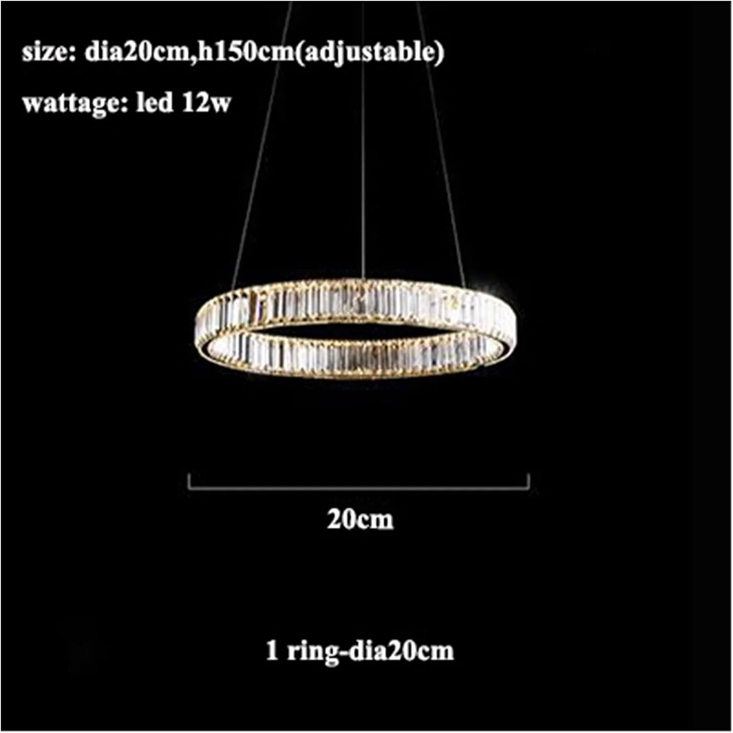 لوستر مدرن کریستالی دایره ای RC LED دیمر پذیر، لوستر آویز حلقه ای استیل طلایی/کروم، روشنایی اتاق نشیمن، چراغ آویز خانگی، 1 حلقه - قطر 20 سانتی متر - نور گرم لوستر مدرن کریستالی دایره ای RC LED دیمر پذیر، لوستر آویز حلقه ای استیل طلایی/کروم، روشنایی اتاق نشیمن، چراغ آویز خانگی، 1 حلقه - قطر 20 سانتی متر - نور گرم