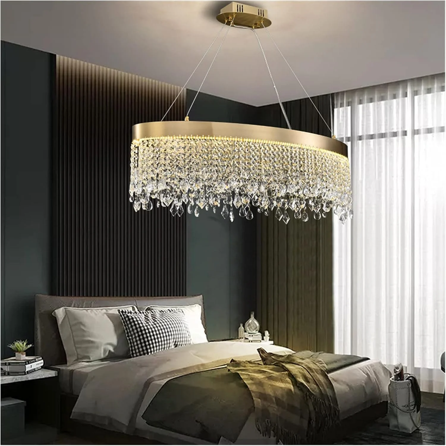 لوستر مدرن ال ای دی، لوستر کریستالی مناسب برای اتاق نشیمن طلایی دکوراسیون لوکس منزل، روشنایی آویز ال ای دی، دکور مدرن، تک رنگ-L120W35H25cm لوستر مدرن ال ای دی، لوستر کریستالی مناسب برای اتاق نشیمن طلایی دکوراسیون لوکس منزل، روشنایی آویز ال ای دی، دکور مدرن، تک رنگ-L120W35H25cm