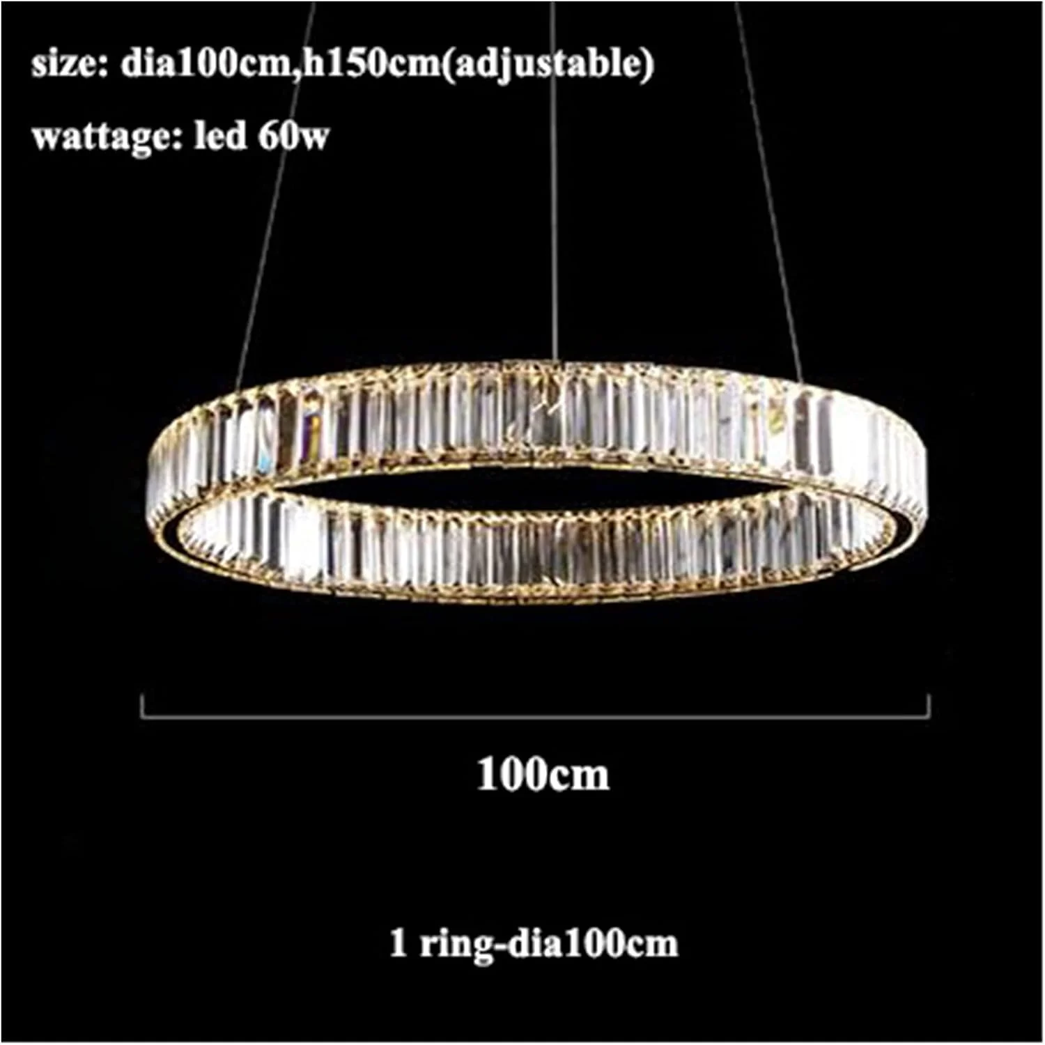 لوستر مدرن کریستالی دایره ای RC LED دیمر پذیر، لوستر آویز حلقه ای استیل طلایی/کروم، روشنایی اتاق نشیمن، چراغ آویز خانگی، 1 حلقه-d100cm-نور سفید لوستر مدرن کریستالی دایره ای RC LED دیمر پذیر، لوستر آویز حلقه ای استیل طلایی/کروم، روشنایی اتاق نشیمن، چراغ آویز خانگی، 1 حلقه-d100cm-نور سفید