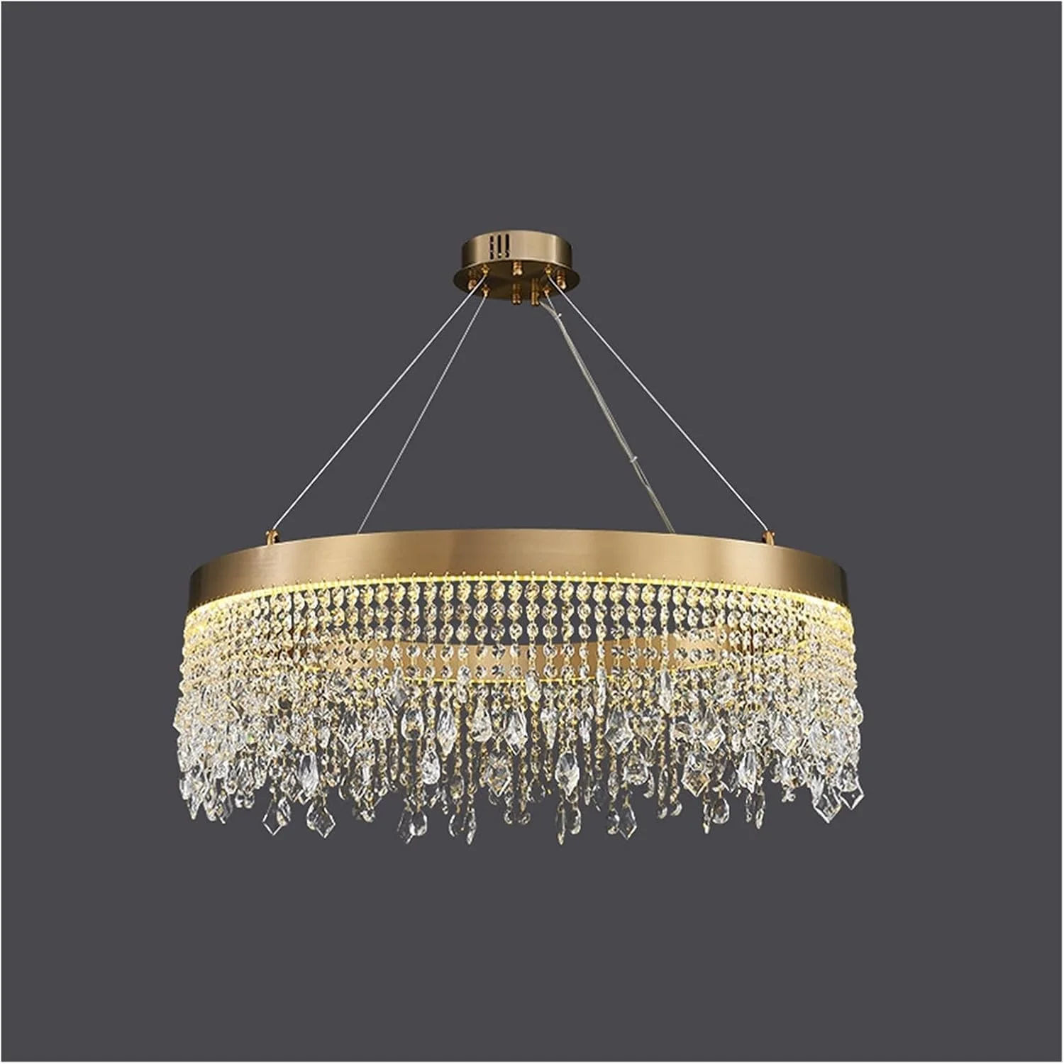 لوستر مدرن ال ای دی، لوستر کریستالی مناسب برای اتاق نشیمن طلایی دکوراسیون لوکس منزل، چراغ آویز ال ای دی، دکور مدرن، تک رنگ - قطر 100 ارتفاع 25 سانتی متر