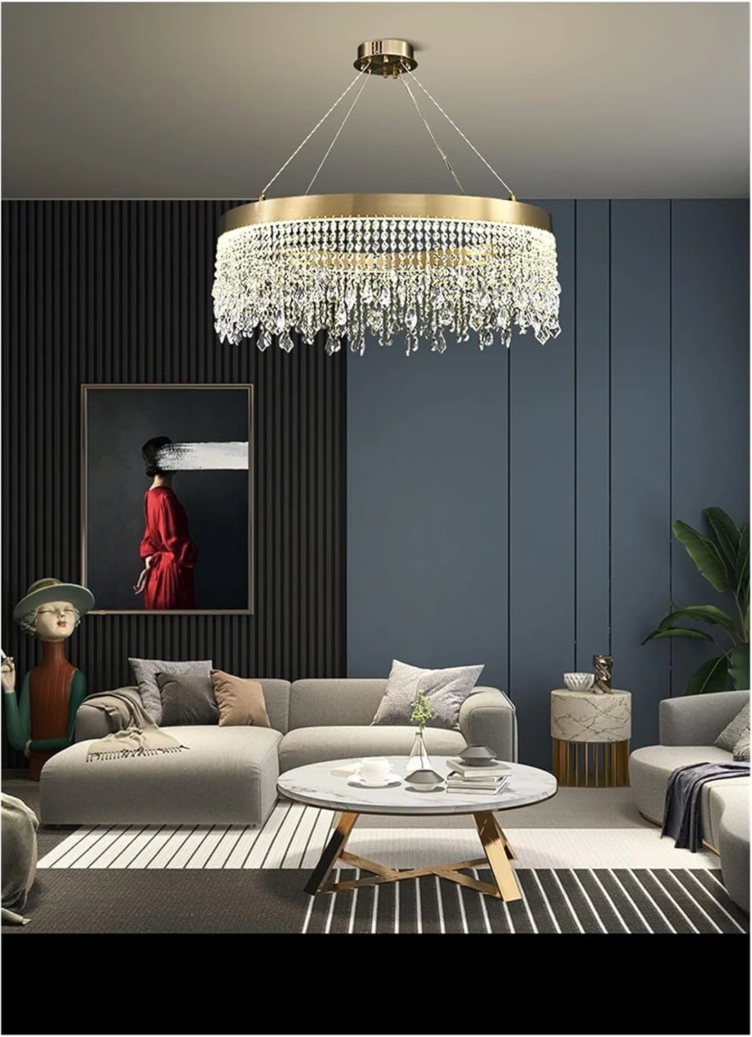 لوستر ال ای دی مدرن، لوستر کریستالی مناسب برای اتاق نشیمن طلایی لوکس دکور خانه، چراغ آویز ال ای دی، دکور مدرن، تک رنگ - قطر 60 ارتفاع 25 سانتی متر لوستر ال ای دی مدرن، لوستر کریستالی مناسب برای اتاق نشیمن طلایی لوکس دکور خانه، چراغ آویز ال ای دی، دکور مدرن، تک رنگ - قطر 60 ارتفاع 25 سانتی متر