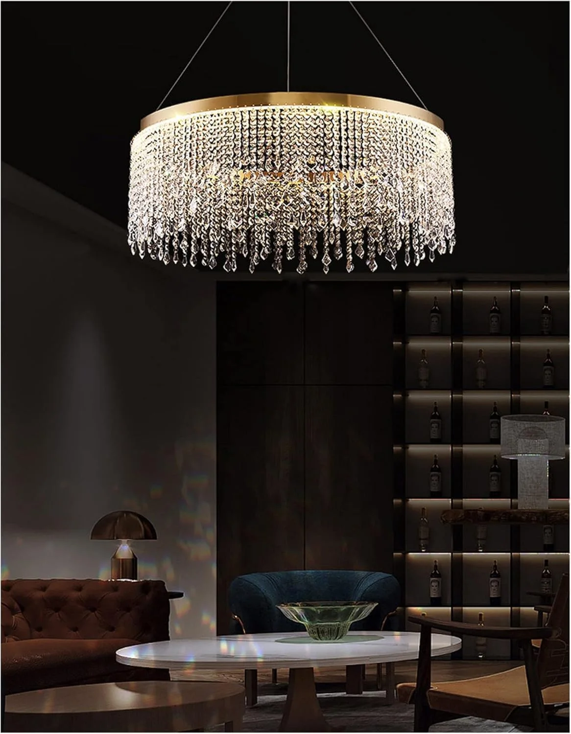 لوستر مدرن LED، لوستر کریستالی سازگار با اتاق نشیمن طلایی دکوراسیون لوکس منزل، چراغ آویز LED، دکور مدرن، تک رنگ-قطر 80 ارتفاع 25 سانتی متر لوستر مدرن LED، لوستر کریستالی سازگار با اتاق نشیمن طلایی دکوراسیون لوکس منزل، چراغ آویز LED، دکور مدرن، تک رنگ-قطر 80 ارتفاع 25 سانتی متر