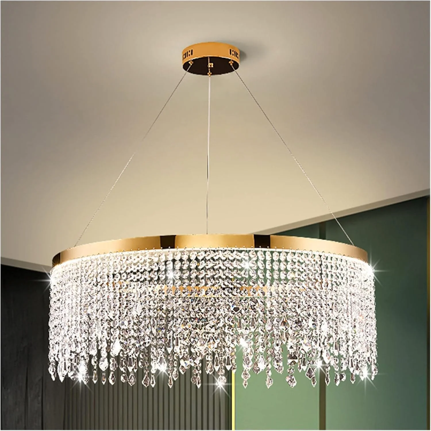 لوستر ال ای دی مدرن، لوستر کریستالی مناسب برای اتاق نشیمن طلایی لوکس دکور خانه، چراغ آویز ال ای دی، دکور مدرن، تک رنگ - قطر 60 ارتفاع 25 سانتی متر لوستر ال ای دی مدرن، لوستر کریستالی مناسب برای اتاق نشیمن طلایی لوکس دکور خانه، چراغ آویز ال ای دی، دکور مدرن، تک رنگ - قطر 60 ارتفاع 25 سانتی متر