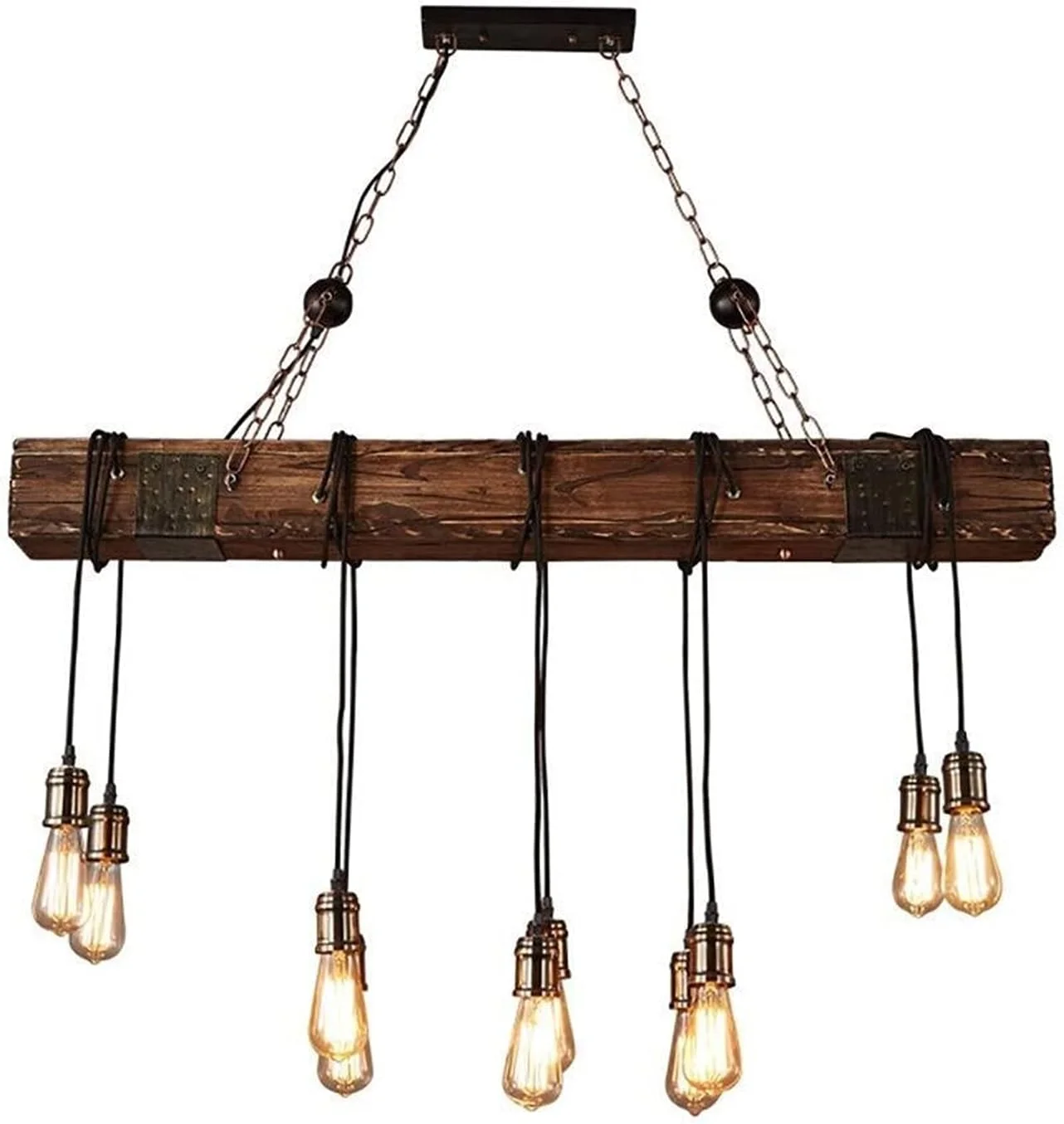 لوستر مستطیلی رترو خلاقانه LED چوبی و آهنی، قابل تنظیم، دارای 10 منبع نوری، مناسب اتاق خواب، اتاق نشیمن، رستوران و اتاق مطالعه (لوستر/چراغ سقفی/لامپ) لوستر مستطیلی رترو خلاقانه LED چوبی و آهنی، قابل تنظیم، دارای 10 منبع نوری، مناسب اتاق خواب، اتاق نشیمن، رستوران و اتاق مطالعه (لوستر/چراغ سقفی/لامپ)