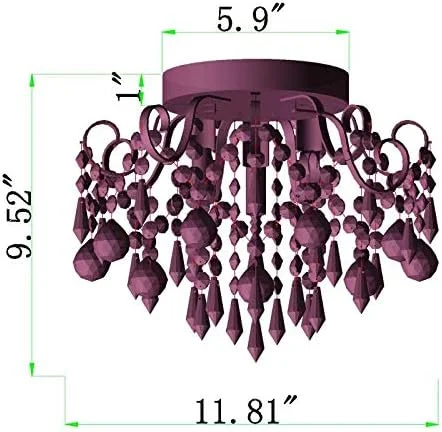 لوستر کریستالی کوچک Q&S، لوستر صورتی دخترانه نیمه فلاش، چراغ سقفی کریستالی کوچک اتاق خواب حمام کمد اتاق کودک 3 لامپه لوستر کریستالی کوچک Q&S، لوستر صورتی دخترانه نیمه فلاش، چراغ سقفی کریستالی کوچک اتاق خواب حمام کمد اتاق کودک 3 لامپه