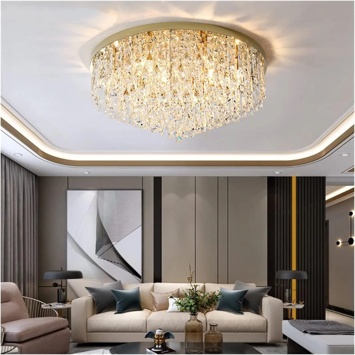 لوستر مدرن LED، چراغ های سقفی کریستالی LED مدرن مناسب برای اتاق خواب، راهرو، آشپزخانه - چراغ سقفی طلایی اتاق نشیمن صنعتی، لوستر مدرن LED، طلایی-D60cm لوستر مدرن LED، چراغ های سقفی کریستالی LED مدرن مناسب برای اتاق خواب، راهرو، آشپزخانه - چراغ سقفی طلایی اتاق نشیمن صنعتی، لوستر مدرن LED، طلایی-D60cm