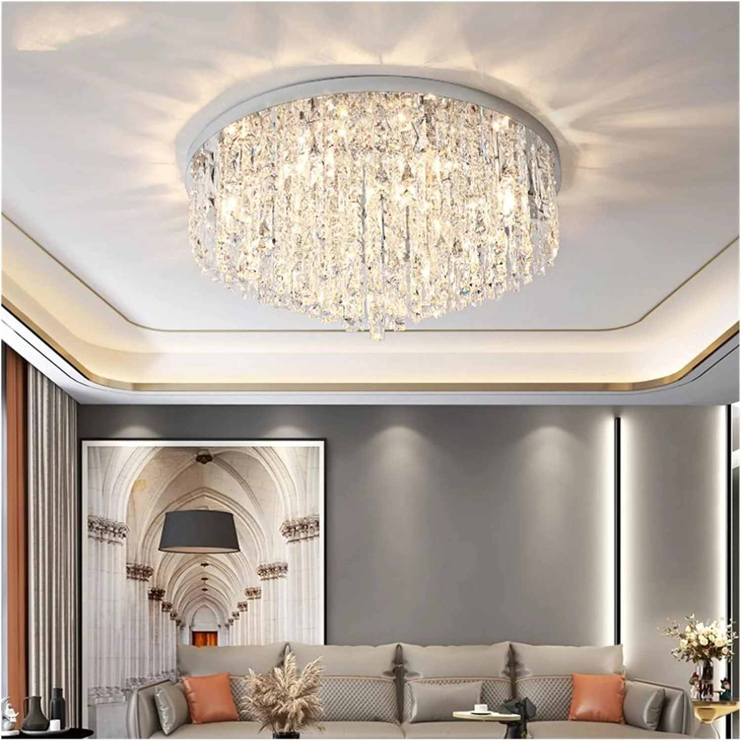 لوستر ال ای دی مدرن، چراغ سقفی کریستالی ال ای دی مدرن مناسب برای اتاق خواب، راهرو، آشپزخانه - چراغ سقفی طلایی مناسب اتاق نشیمن صنعتی، لوستر ال ای دی مدرن، نقره ای-D60cm لوستر ال ای دی مدرن، چراغ سقفی کریستالی ال ای دی مدرن مناسب برای اتاق خواب، راهرو، آشپزخانه - چراغ سقفی طلایی مناسب اتاق نشیمن صنعتی، لوستر ال ای دی مدرن، نقره ای-D60cm