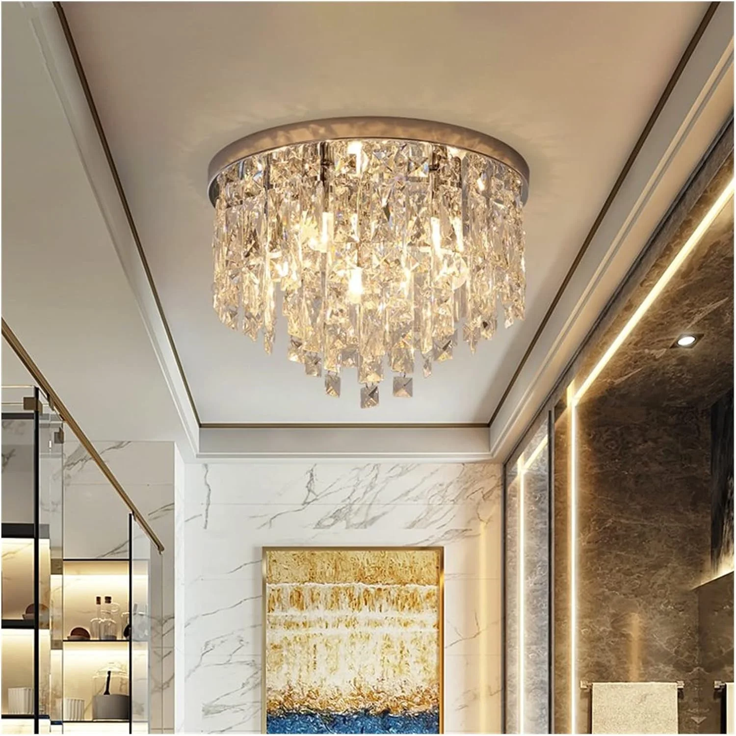 لوستر مدرن LED، چراغ های سقفی کریستالی LED مدرن سازگار با اتاق خواب، راهرو، آشپزخانه - چراغ سقفی طلایی اتاق نشیمن صنعتی، لوستر مدرن LED، نقره ای-D50cm لوستر مدرن LED، چراغ های سقفی کریستالی LED مدرن سازگار با اتاق خواب، راهرو، آشپزخانه - چراغ سقفی طلایی اتاق نشیمن صنعتی، لوستر مدرن LED، نقره ای-D50cm